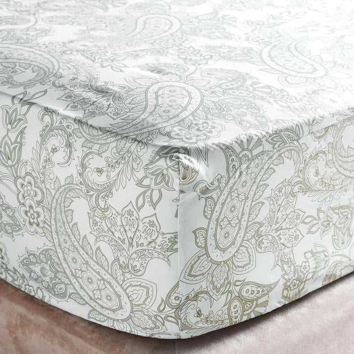 Everyday Paisley Printed Super King Fitted Sheet 200X200+33 Cm- Green Pan Home