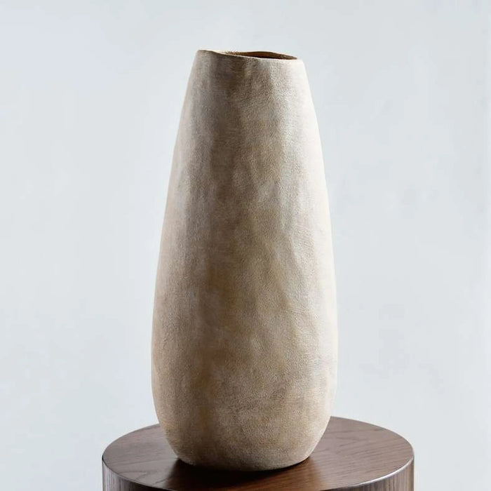 Evita Stoneware Vase With Gold Finish 21.5X21.5X50Cm - Beige