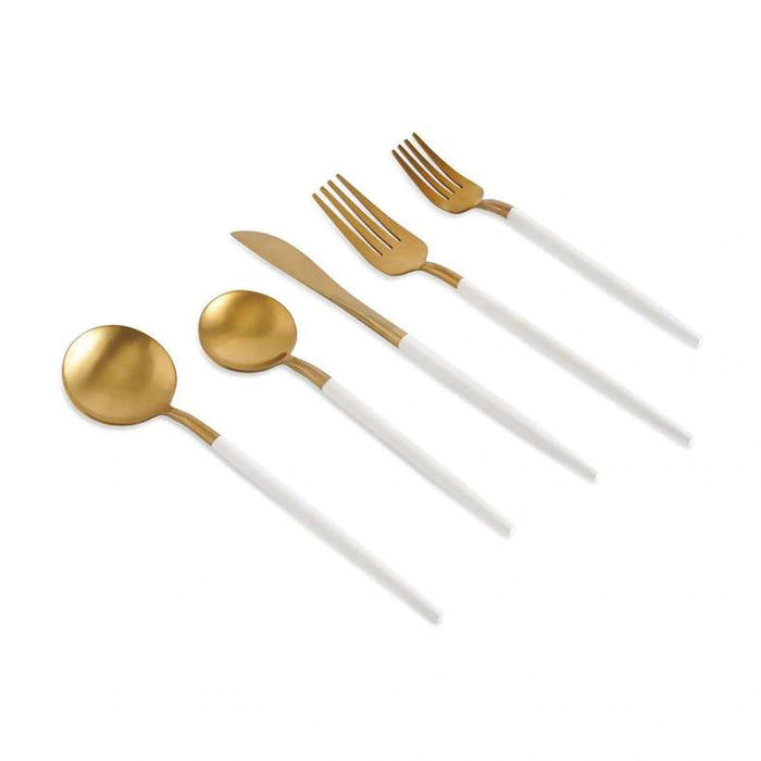 Evona 20-Piece Cutlery Set -Gold White Pan Home