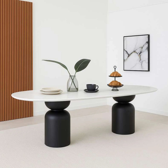 Evonne 8 Seater Dining Table Marble - White Black