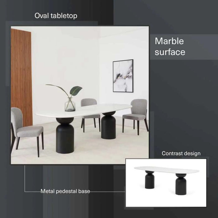 Evonne 8 Seater Dining Table Marble - White Black