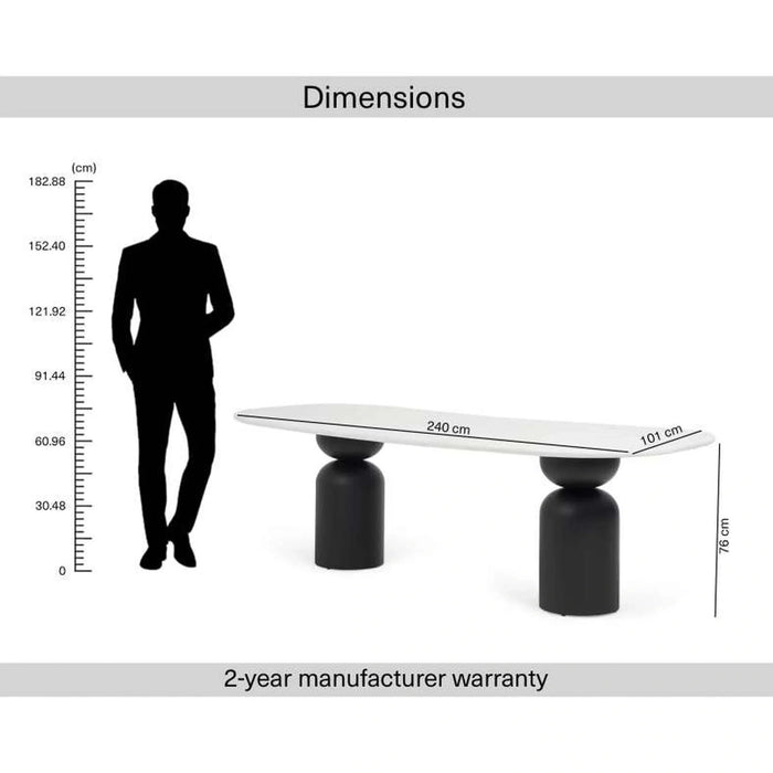 Evonne 8 Seater Dining Table Marble - White Black