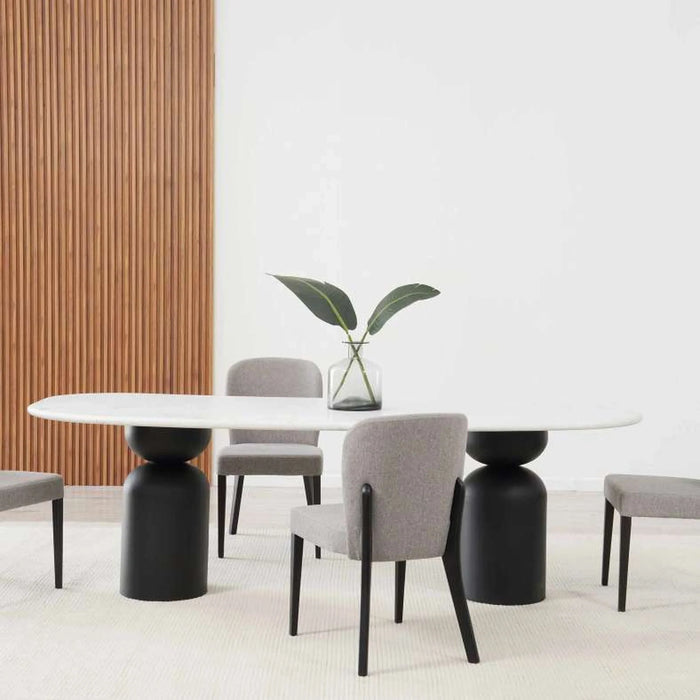 Evonne 8 Seater Dining Table Marble - White Black
