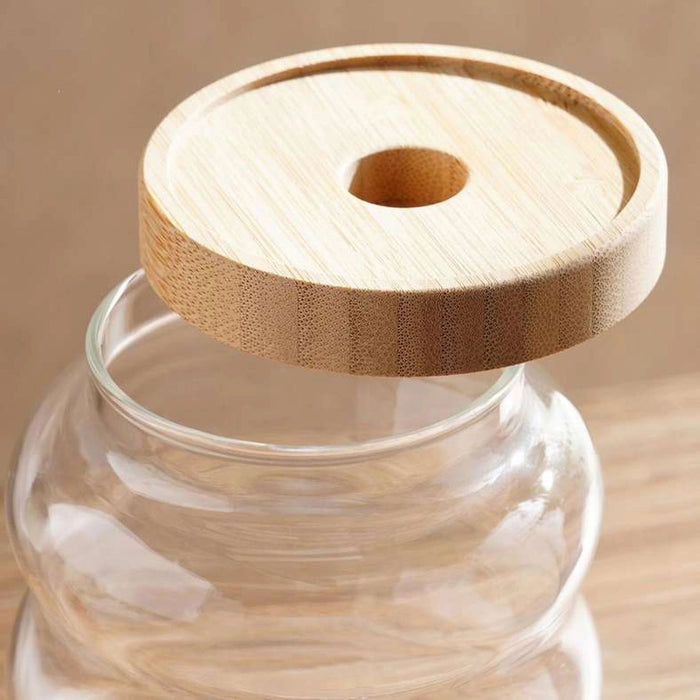 Evren Glass Jar With Bamboo Lid 550Ml -Clear Pan Home