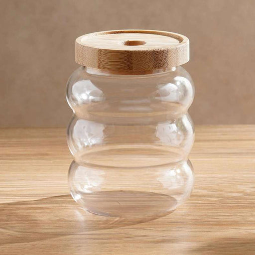 Evren Glass Jar With Bamboo Lid 550Ml -Clear Pan Home