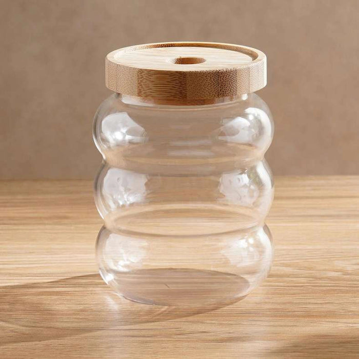 Evren Glass Jar With Bamboo Lid 550Ml -Clear Pan Home