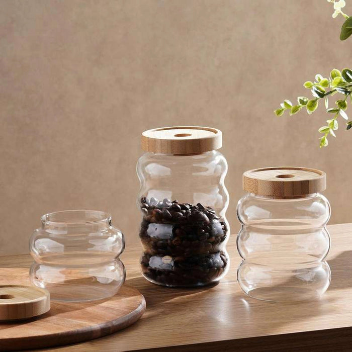 Evren Glass Jar With Bamboo Lid 550Ml -Clear Pan Home