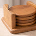 Evren Wooden 4-Piece Coaster With Caddy 12.7X11.5X5.7Cm -Natural Pan Home