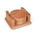 Evren Wooden 4-Piece Coaster With Caddy 12.7X11.5X5.7Cm -Natural Pan Home