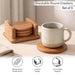 Evren Wooden 4-Piece Coaster With Caddy 12.7X11.5X5.7Cm -Natural Pan Home