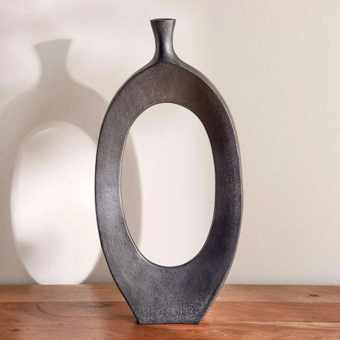 Ewan Metal Hollow Vase 24X5.5X50 - Black Antique