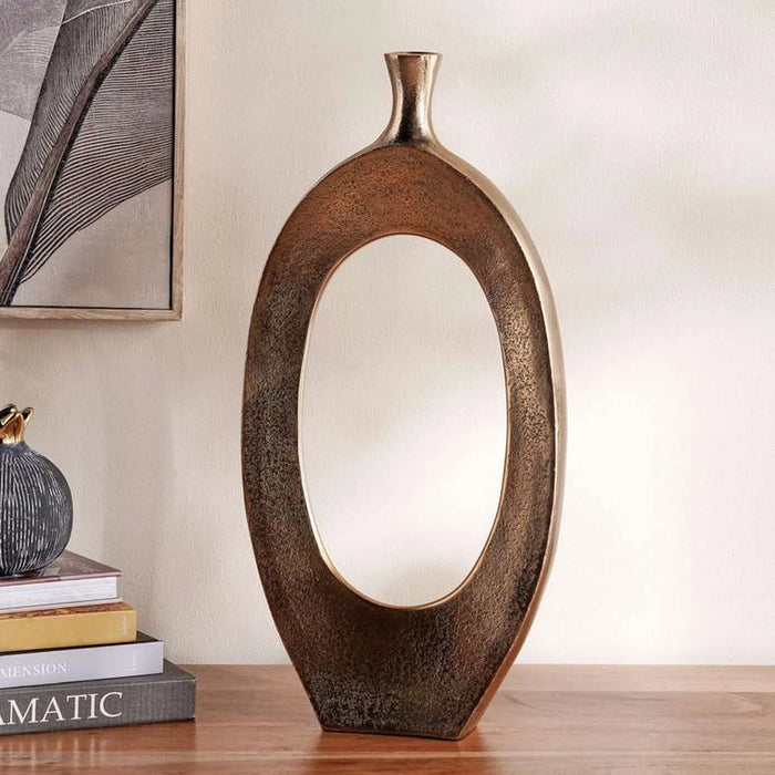 Ewan Metal Hollow Vase 24X5.5X50 - Brass Antique