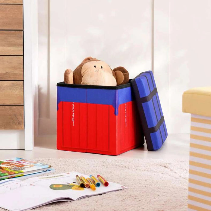 Explorer Kid Foldable Storage Ottoman 30X30X30 Cm- Blue