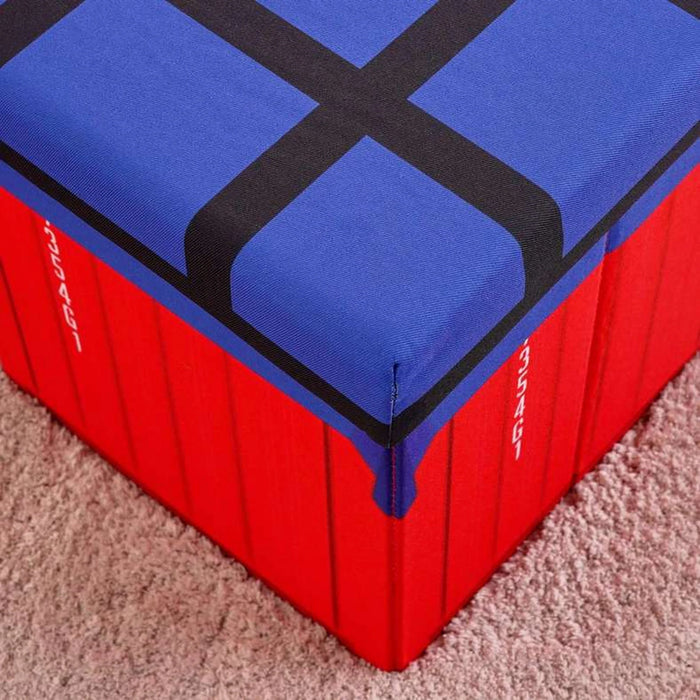 Explorer Kid Foldable Storage Ottoman 30X30X30 Cm- Blue