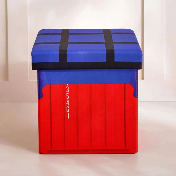 Explorer Kid Foldable Storage Ottoman 30X30X30 Cm- Blue