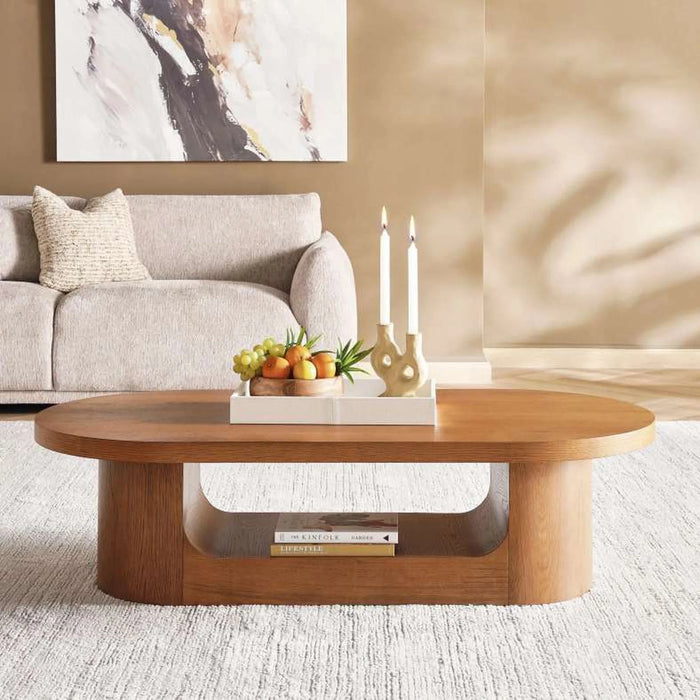 Ezra Coffee Table Oval - Dark Oak