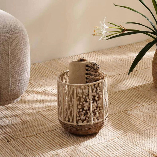 Fancify Macrame Round Basket Dia 25X30Cm - Natural Pan Home