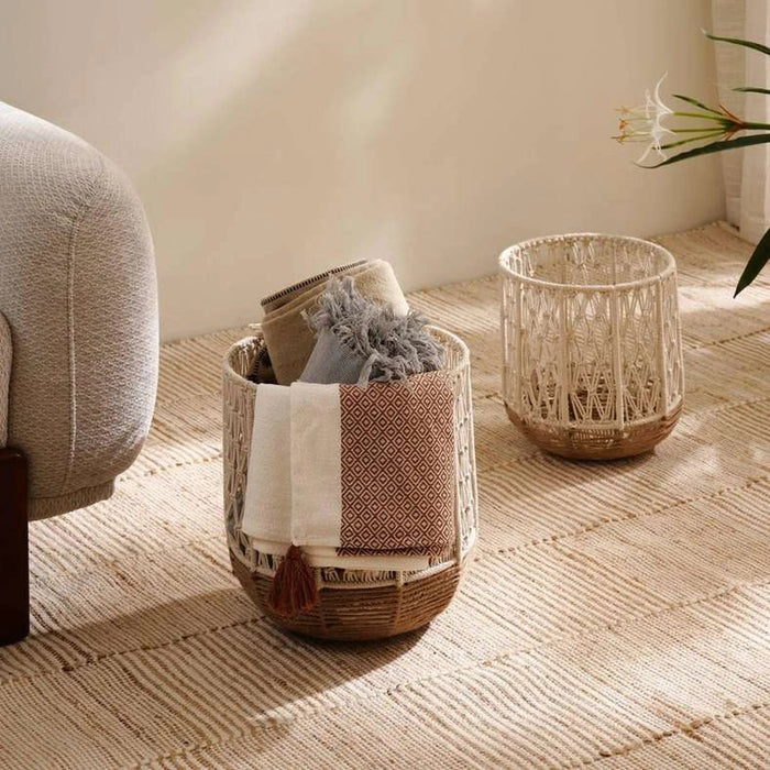 Fancify Macrame Round Basket Dia 25X30Cm - Natural Pan Home