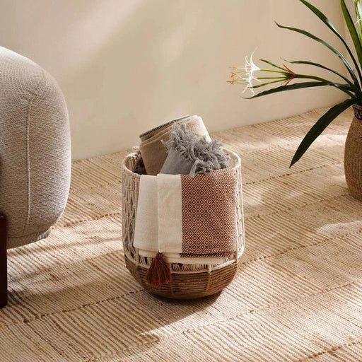 Fancify Macrame Round Basket Dia 30X32Cm - Natural Pan Home