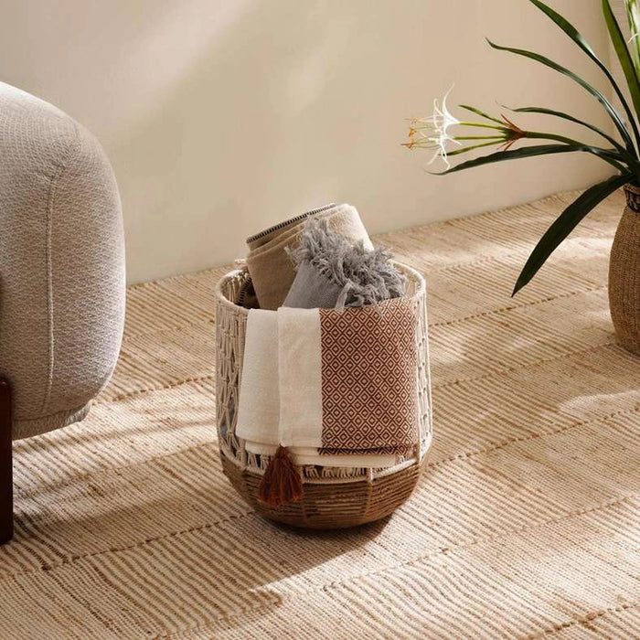 Fancify Macrame Round Basket Dia 30X32Cm - Natural Pan Home