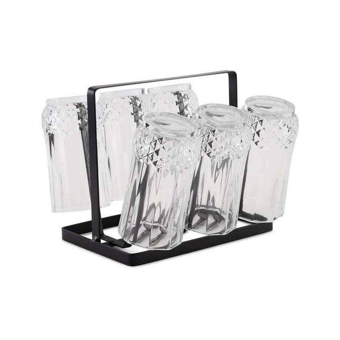 Faris 6-Piece Glass Tumbler With Iron Stand 250Ml - Clear