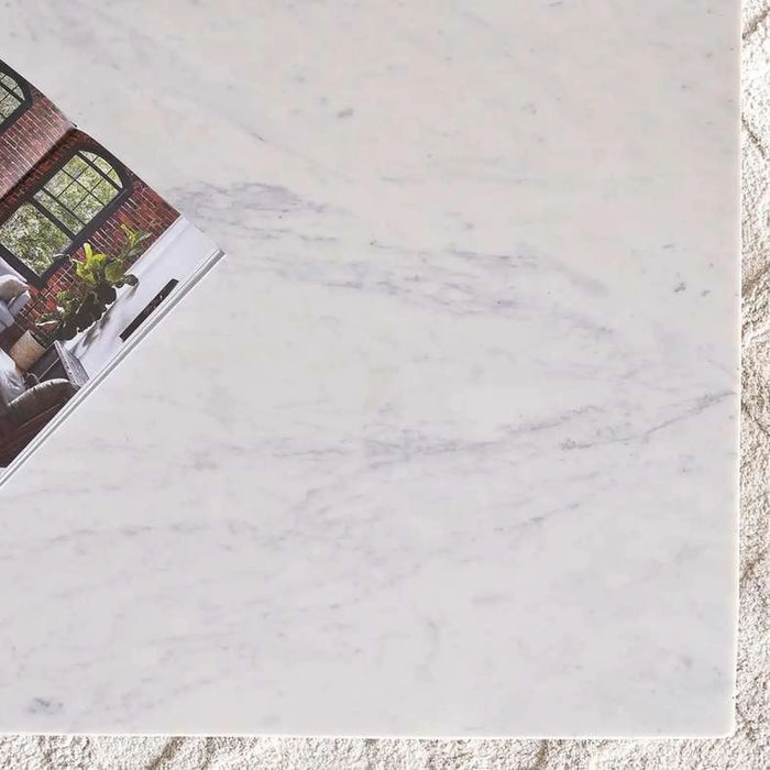 Faroe 6 Seater Dining Table Marble - White & Antique Brass