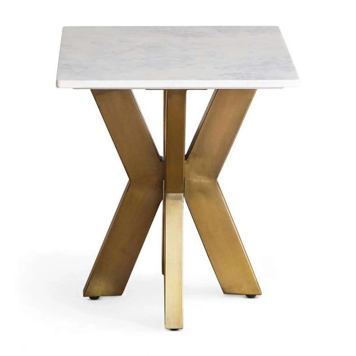 Faroe End Table Marble - White & Antique Brass