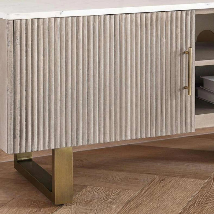 Faroe Tv Unit Upto 60 Inches Marble - Grey & Antique Brass