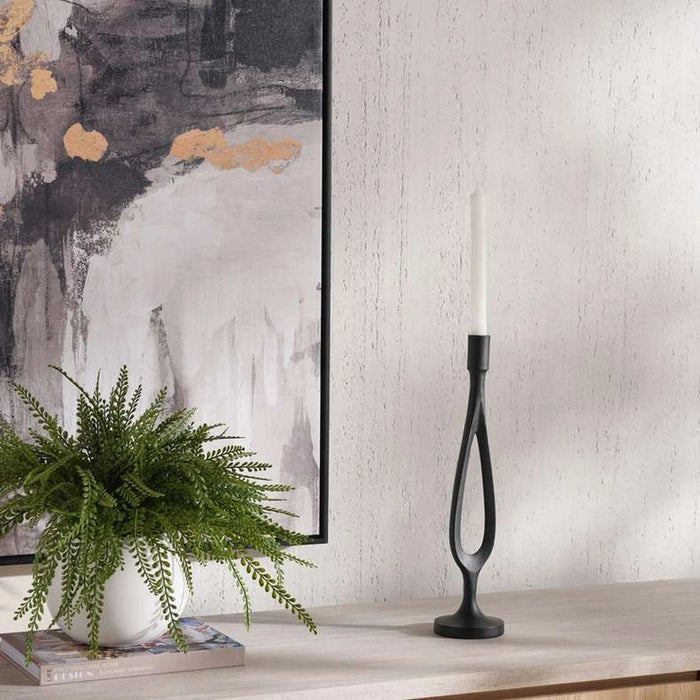 Fausto Metal Taper Candle Holder 10X10X41Cm - Black