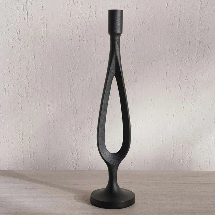 Fausto Metal Taper Candle Holder 10X10X41Cm - Black
