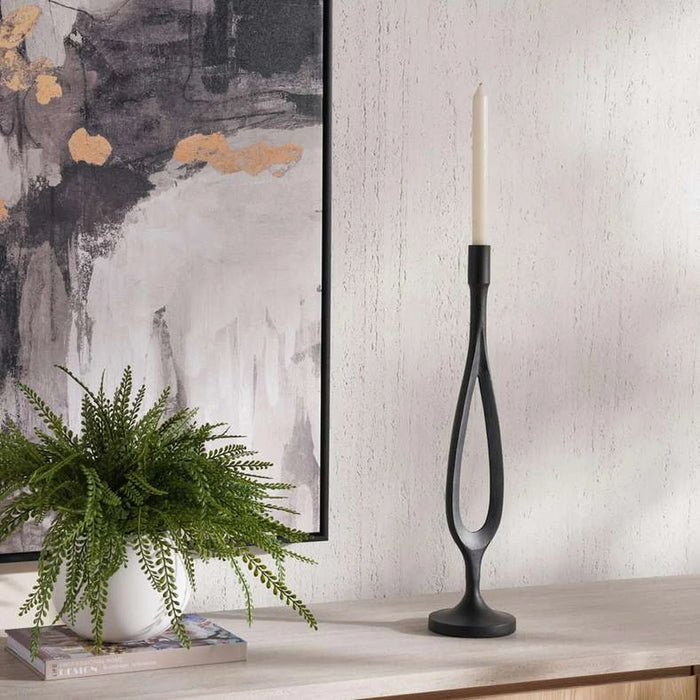Fausto Metal Taper Candle Holder 12X12X53Cm - Black