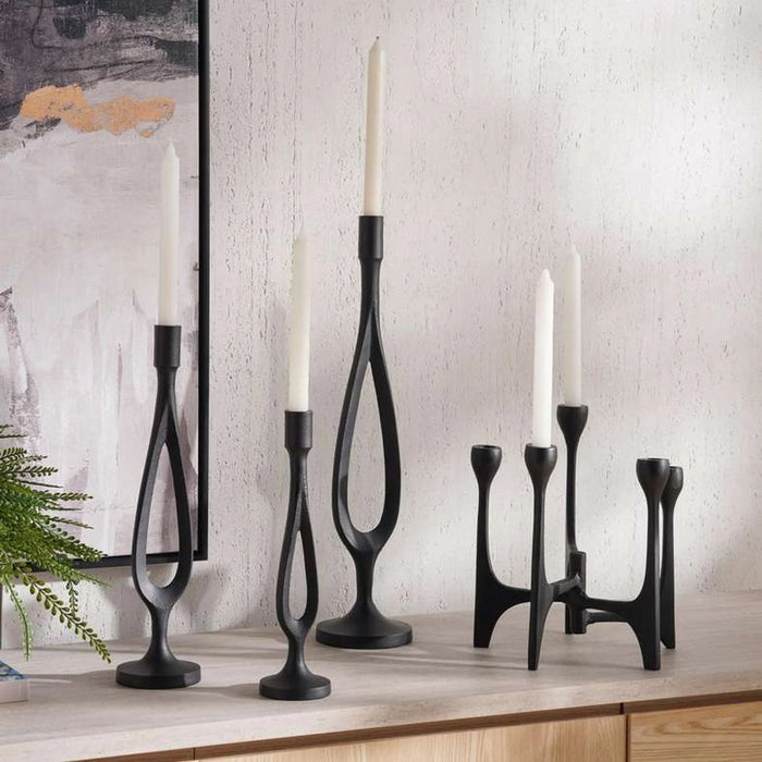 Fausto Metal Taper Candle Holder 12X12X53Cm - Black