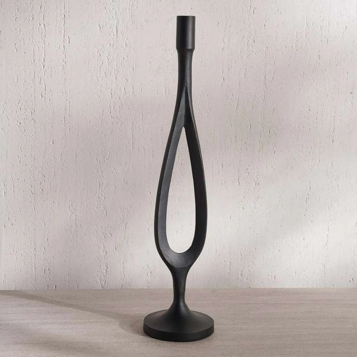 Fausto Metal Taper Candle Holder 12X12X53Cm - Black