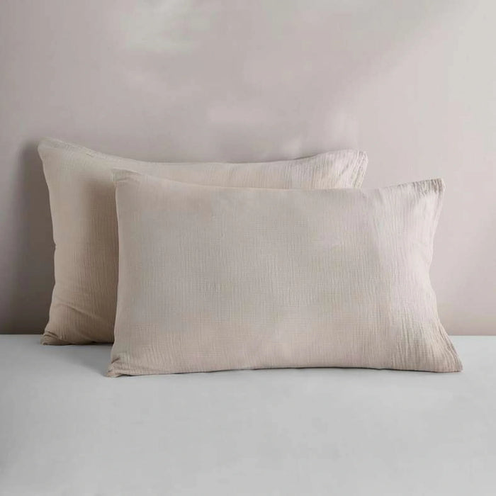 Feather Soft Muslin 2-Piece Pillow Case Set  50X75Cm - Natural Beige