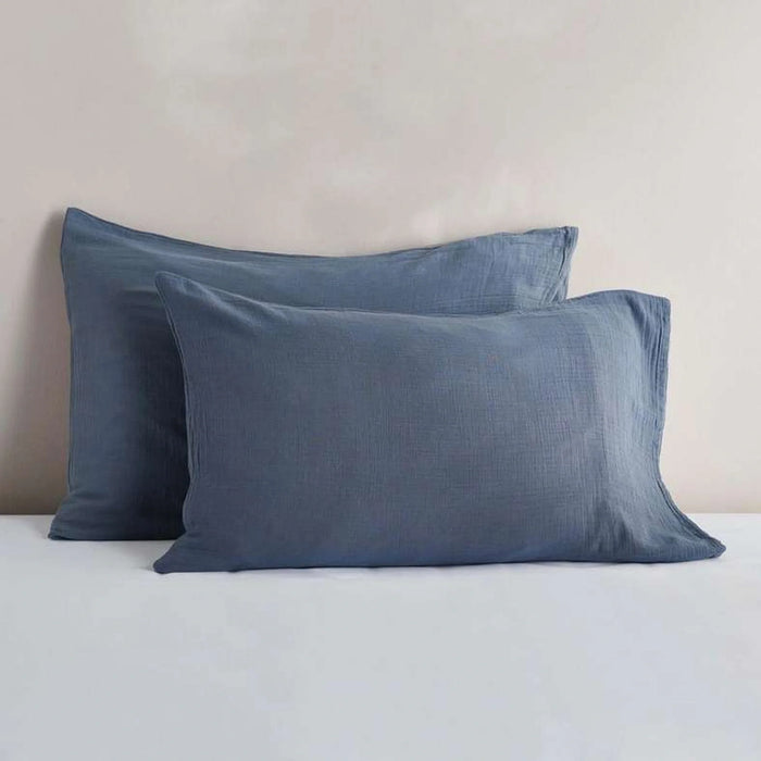 Feather Soft Muslin 2-Piece Pillow Case Set  50X75Cm - Orage Blue