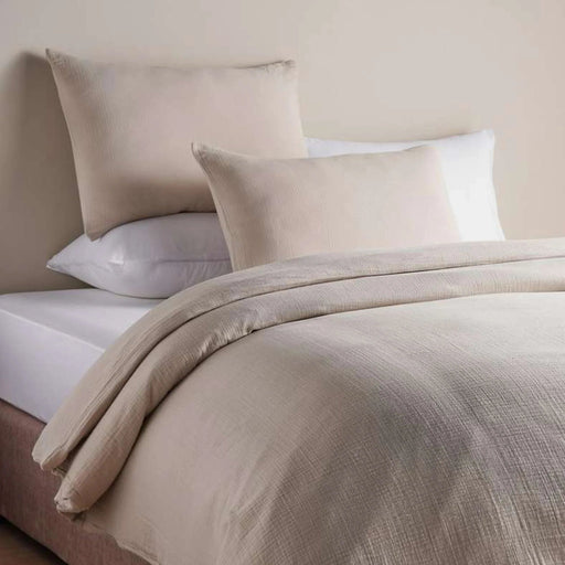 Feather Soft Muslin 3-Piece Reversible Full Duvet Cover Set 160X200Cm - Natural Beige Pan Home