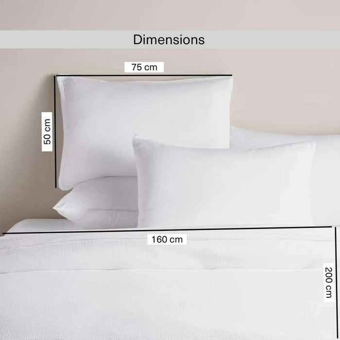 Feather Soft Muslin 3-Piece Reversible Full Duvet Cover Set 160X200Cm - White Pan Home