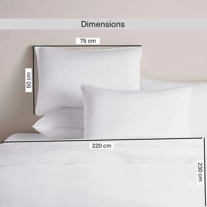 Feather Soft Muslin 3-Piece Reversible King Duvet Cover Set 230X220Cm - White