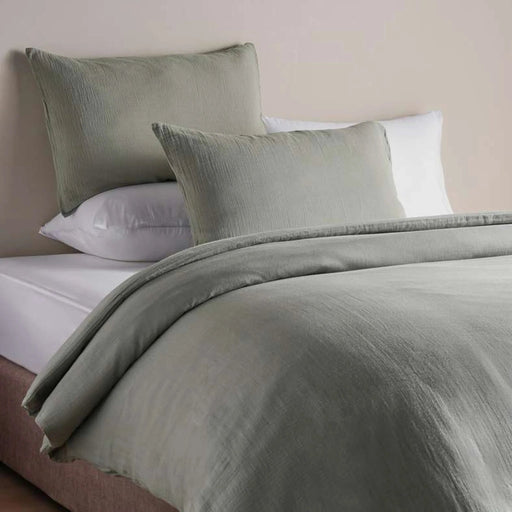 Feather Soft Muslin 3-Piece Reversible Super King Duvet Cover Set 260X220Cm - Celedon Green Pan Home