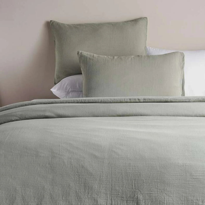 Feather Soft Muslin 3-Piece Reversible Super King Duvet Cover Set 260X220Cm - Celedon Green Pan Home