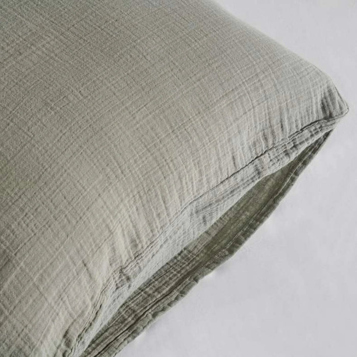 Feather Soft Muslin 3-Piece Reversible Super King Duvet Cover Set 260X220Cm - Celedon Green Pan Home