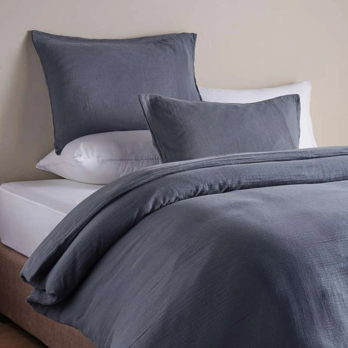 Feather Soft Muslin 3-Piece Reversible Super King Duvet Cover Set 260X220Cm - Orage Blue