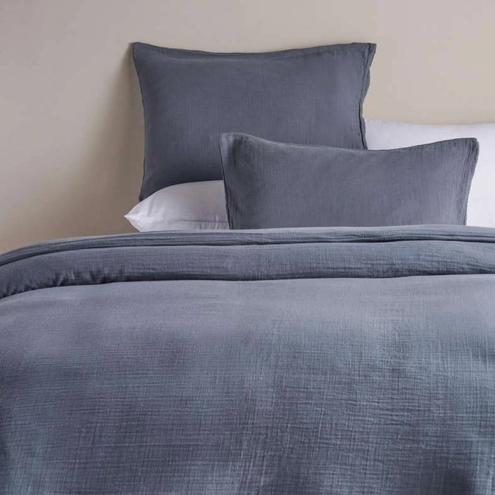 Feather Soft Muslin 3-Piece Reversible Super King Duvet Cover Set 260X220Cm - Orage Blue