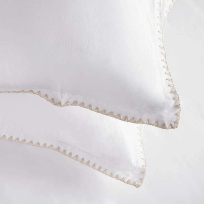 Feather Soft Sekar Stitch 3-Piece Embroidered Queen Duvet Cover Set 200X200Cm - Natural Beige