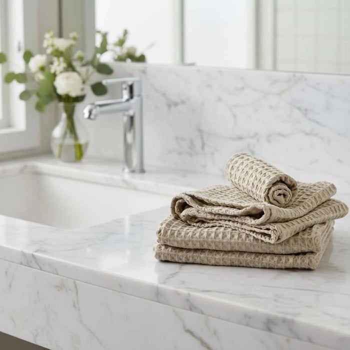 Feather Soft Waffle 3-Piece Bath Towel Set - Beige