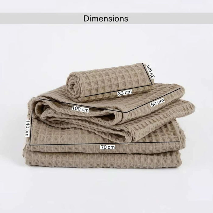 Feather Soft Waffle 3-Piece Bath Towel Set - Beige