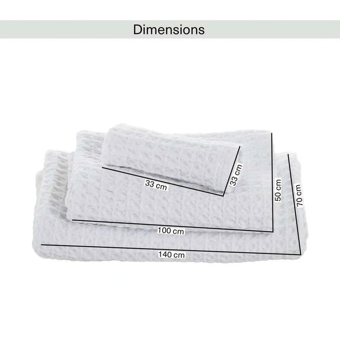 Feather Soft Waffle 3-Piece Bath Towel Set - White