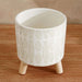 Felix Terracotta Planter With Wood Stand 14X14X16Cm - White Pan Home