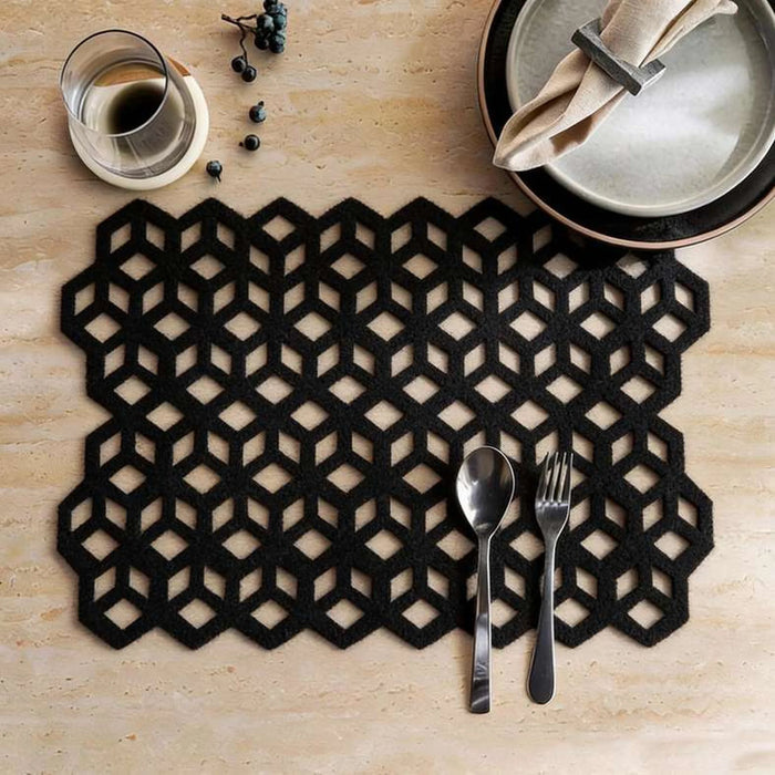 Felture 4-Piece Laser Cut Placemat 33X45Cm-Black