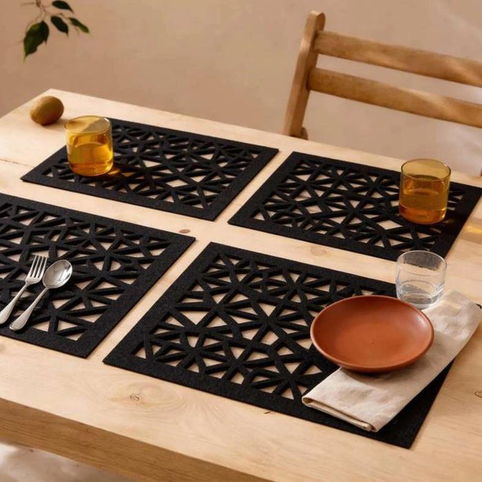 Felture 4-Piece Laser Cut Placemat 33X45Cm-Black
